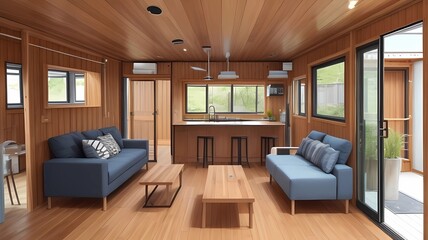 Fototapeta premium modern living room with fireplace