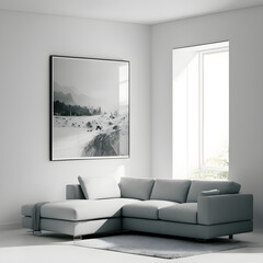 Sophisticated Contemporary Living Room with Artistic Flair. Minimalist Design, Polished Concrete. Interior Inspiration.