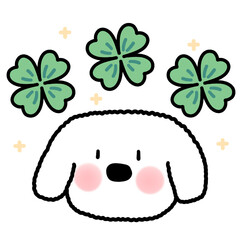 Dog Good Luck four leave clover