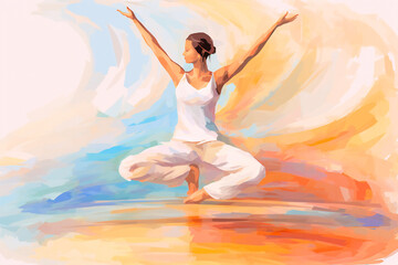 Obraz premium Art yoga classes in white tones. AI Generated