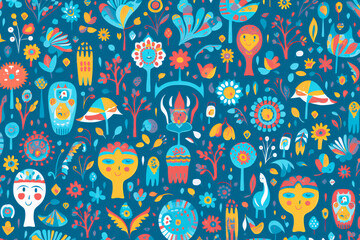 Naklejka premium Pattern mental health concept. Rendered background, wallpaper. AI Generated