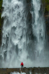person on the waterfall