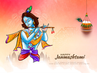 Happy janmashtami festival decorative religious background