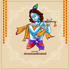 Decorative Happy janmashtami festival religious background