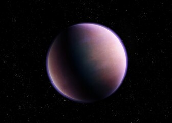 Super-Earth in deep space, beautiful extrasolar planet. Realistic exoplanet, distant alien world. Planet suitable for life.
