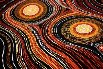 Australia culture art with river and tortoise, sea life. Aboriginal style painting. Generative Ai.