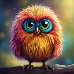 Fototapeta premium Puffy cute monster in the magical universe 
