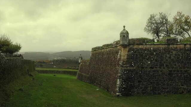 Ancient Castle Fortress Walls on a Cloudy Day