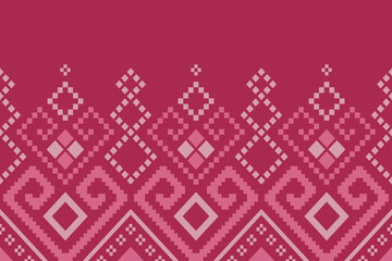 Pink Cross stitch colorful geometric traditional ethnic pattern Ikat seamless pattern border abstract design for fabric print cloth dress carpet curtains and sarong Aztec African Indian Indonesian 
