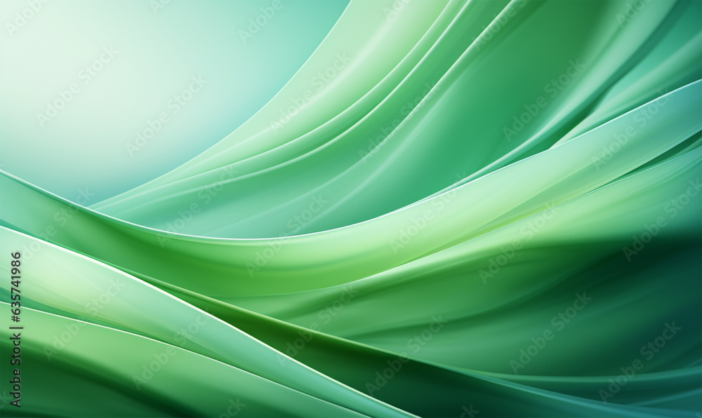 Wall mural green abstract wave gradient shapes. dynamic abstract composition illustration. design element for w
