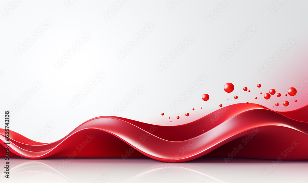 Wall mural red abstract wave in white background. dynamic abstract composition illustration. design element for