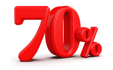70 percent off red 3d number render