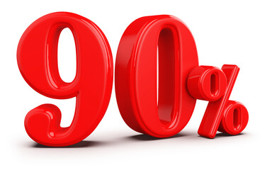 90 percent off red 3d number render