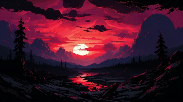 Sunset AI Generated Wallpaper 4K for PC
