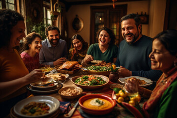 Mexican family at the festive table