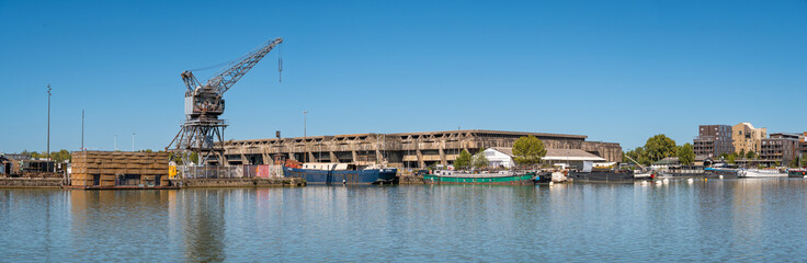 Fototapeta premium Panoramic View of the old Submarine Bunker in Bordeaux, 