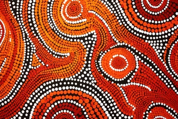 Foto op Plexiglas Australia culture art with river and tortoise, sea life. Aboriginal style painting. Generative Ai. © Spiraldesign