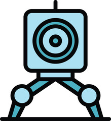 Web camera robot icon outline vector. Android ai. Cute bot color flat