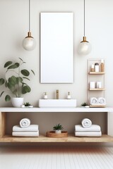 Clean minimalist bathroom sink and mirror , generative ai