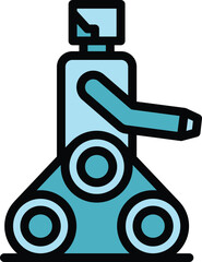 Wheel robot icon outline vector. Cute bot. Ai child color flat