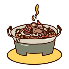 Mukrata, shabu drawing, hand drawing, soup, spicy soup without background, cute menu, Asian soup, tomyam soup