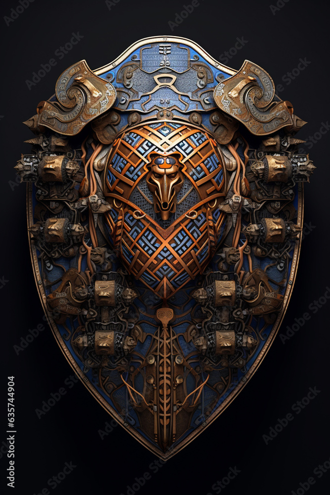 Aufkleber a queen's shield featuring geometric patterns and intricate detailing, representing strength and pro