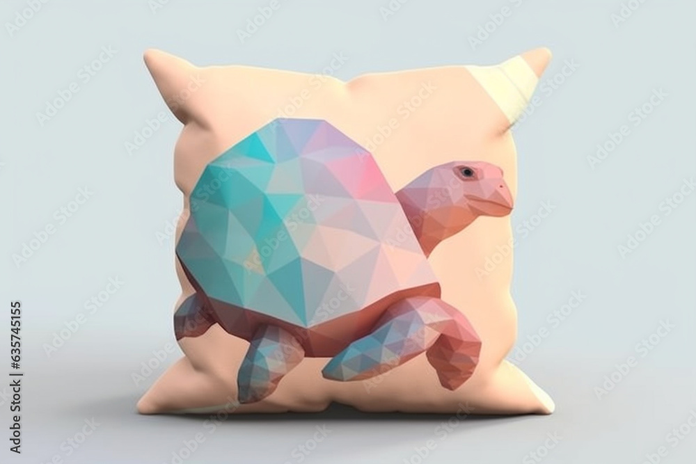 Leinwandbilder a pastel-colored geometric-style turtle print throw pillow with geometric shapes and soft pastel ton