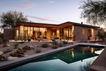 Obraz premium Mediterranean holiday home, of course, with its own pool and a view that you won't get anywhere else. Generative AI Technology 