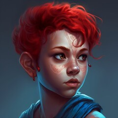 Girl with red hair fantasy created with AI