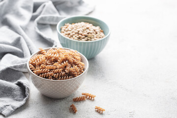 Green lentil fusilli pasta