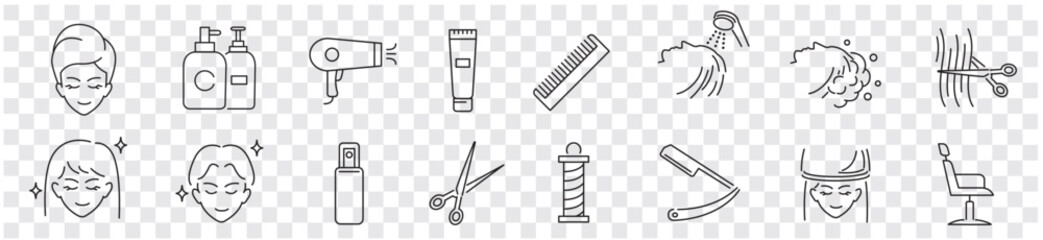 Hair salon Barber cut dryer icon set vector