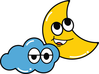 Spooky midnight moon and cloud halloween illustration