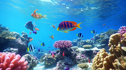 Fototapeta na wymiar Colorful reef fishes