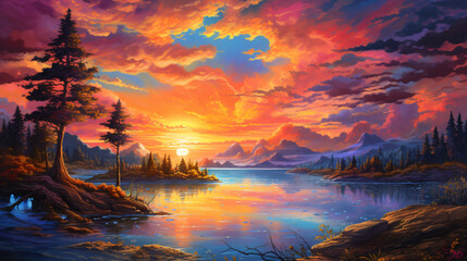 Fototapeta na wymiar Colorful sunset