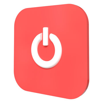 Red white 3d power switch icon rendering