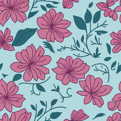 Fototapeta premium vector seamless floral pattern. simple hand drawn flower pattern.
