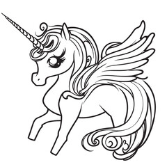 unicorn, vector illustration line art