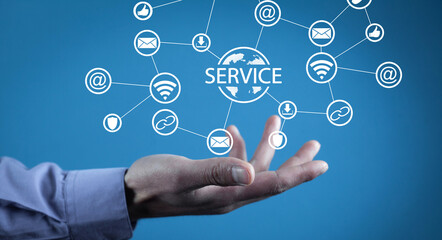 Concept of Service with a contact symbols.