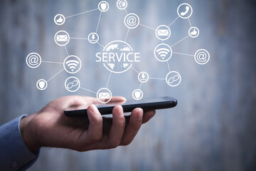 Fototapeta premium Concept of Service with a contact symbols.