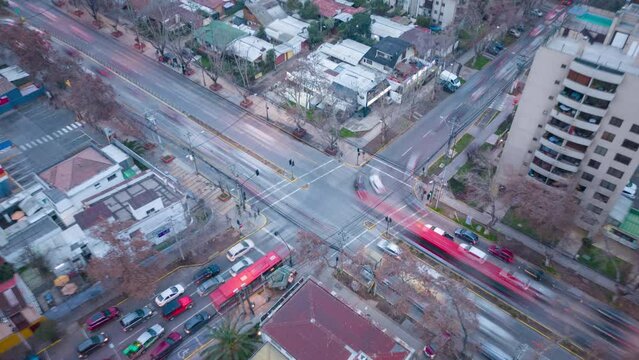 Santiago de Chile streets panning tima lapse streets traffic rush