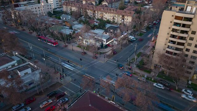 Santiago de Chile streets panning tima lapse streets traffic rush