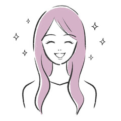 キラキラしている笑顔の女性　イラスト