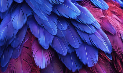 Feathers soft background. Purple bird feathers. For banner, postcard, book illustration. Created with generative AI tools