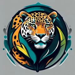 Foto op Plexiglas A logo for a business or sports team featuring a jaguar cat that is suitable for a t-shirt graphic. © freelanceartist
