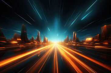 Fototapeta premium Futuristic technology background with glowing lines. created by generative AI technology.