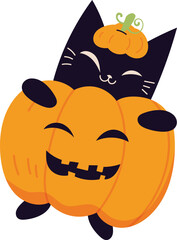 Cute spooky cat halloween illustration