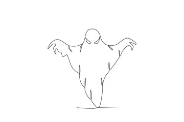 A terrifying ghost flew. Ghost one-line drawing