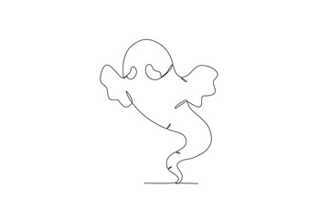 A ghost is scary. Ghost one-line drawing