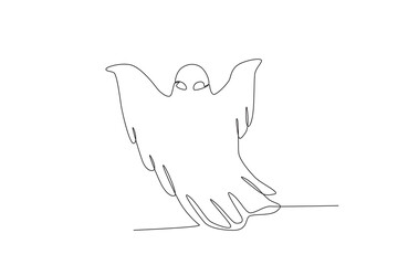 A creepy ghost wrapped in cloth. Ghost one-line drawing