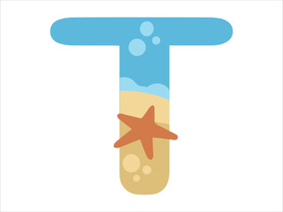 Beach Bubble Alphabet Letter T Illustration
